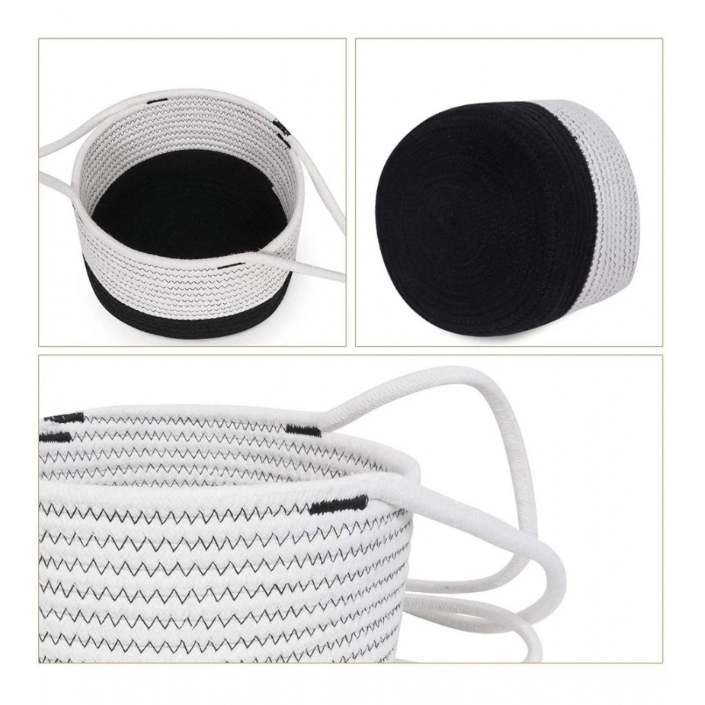 Cotton Hanging Planter Flower Basket Pack of 1 (Black & White) - Image 4