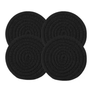 Cotton Rope Drink Coasters 4 Pcs Set (Black)