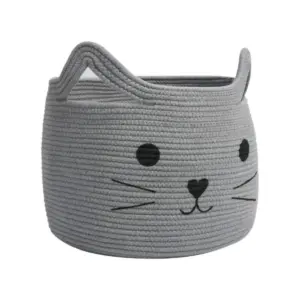 Cotton Large Storage Cat Basket 15x11 Inch Pack of 1 (Grey)
