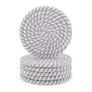Cotton Rope Drink Coasters 6 Pcs Set (Grey White)