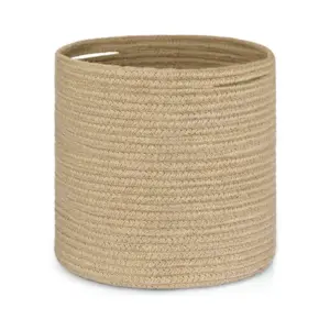 Cotton Large Woven Storage Basket 11x11 Inch Pack of 1 (Beige)