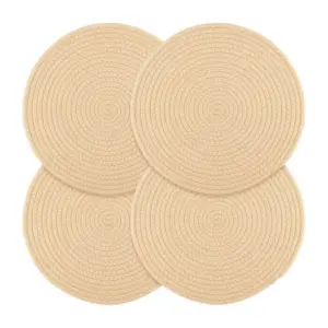 Cotton Dining Table Round Placemat Mats Set of 4 (Cream)