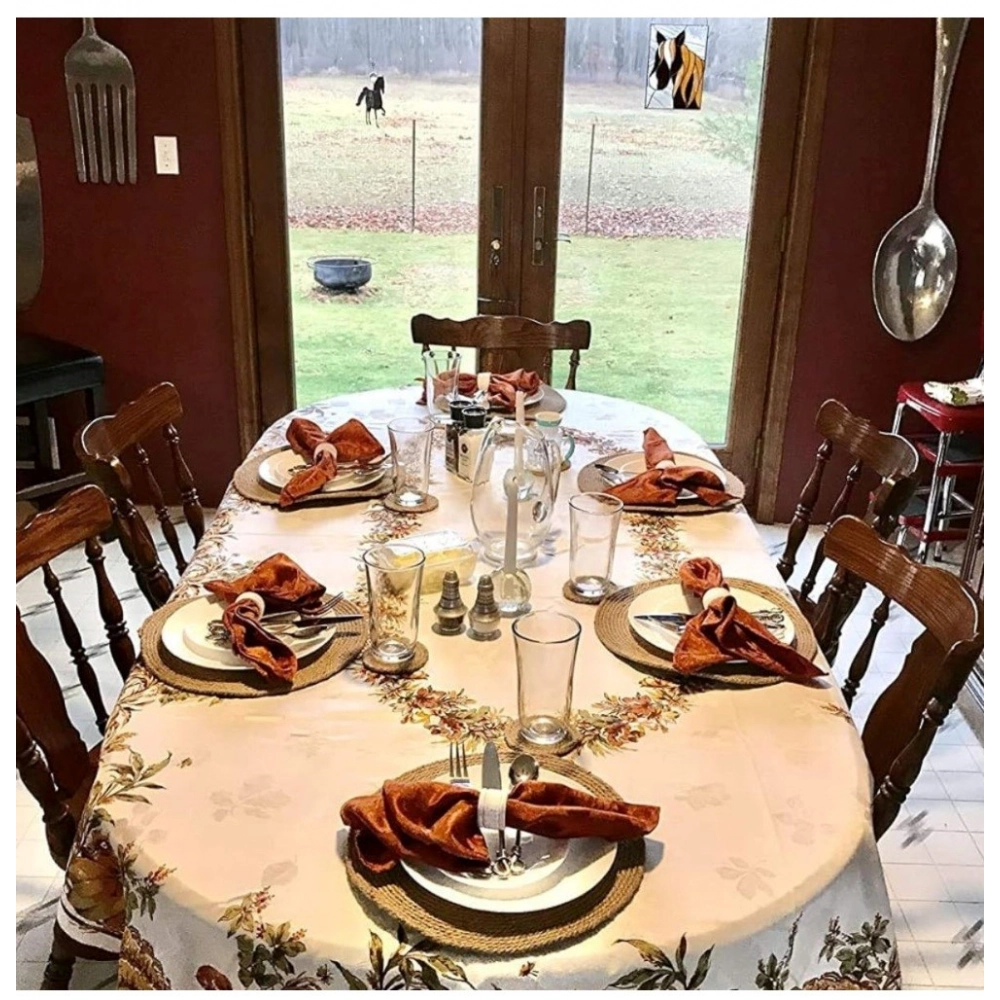 Cotton Dining Table Round Placemat Mats Set of 4 (Beige) - Image 4