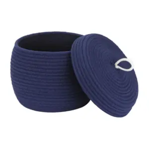 Cotton Bear Shaped Storage Matka Basket With Lid Pack of 1 (Blue)