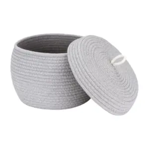 Cotton Bear Shaped Storage Matka Basket With Lid Pack of 1 (Grey)