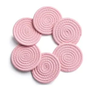 Cotton Rope Drink Coasters 6 Pcs Set (Pink)