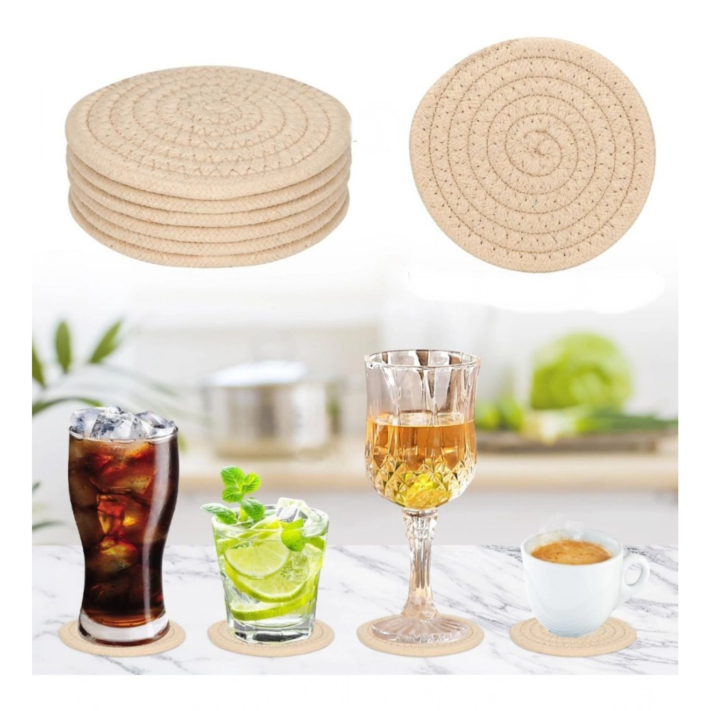 Cotton Rope Drink Coasters 6 Pcs Set (Cream) - Image 4