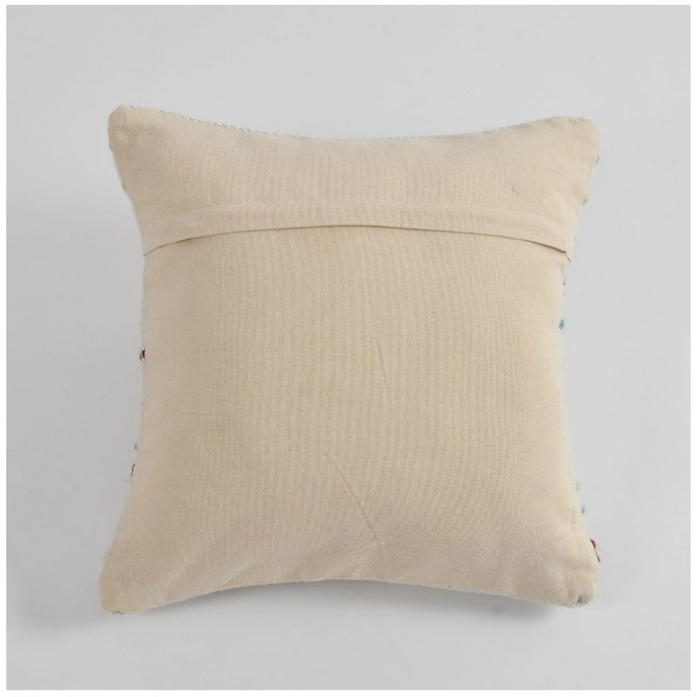 Cotton Handcrafted Pit Loom Cushion Cover 16x16 Inch Pack of 2 (Sea Green) - Image 2