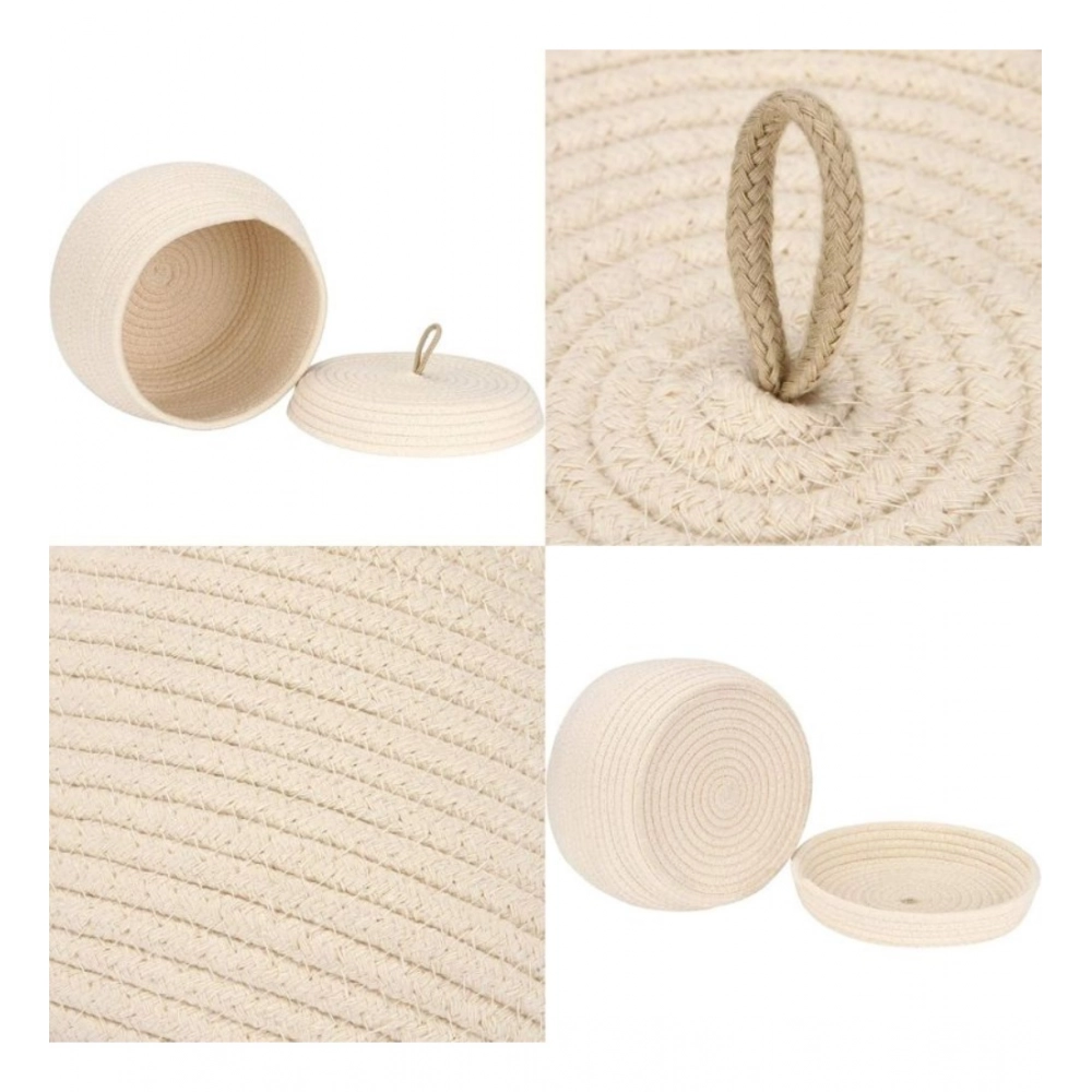 Cotton Bear Shaped Storage Matka Basket With Lid Pack of 1 (Beige) - Image 2