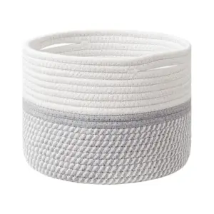 Cotton Storage Rope Woven Baskets 9x7 Inch Pack of 1 (Grey)