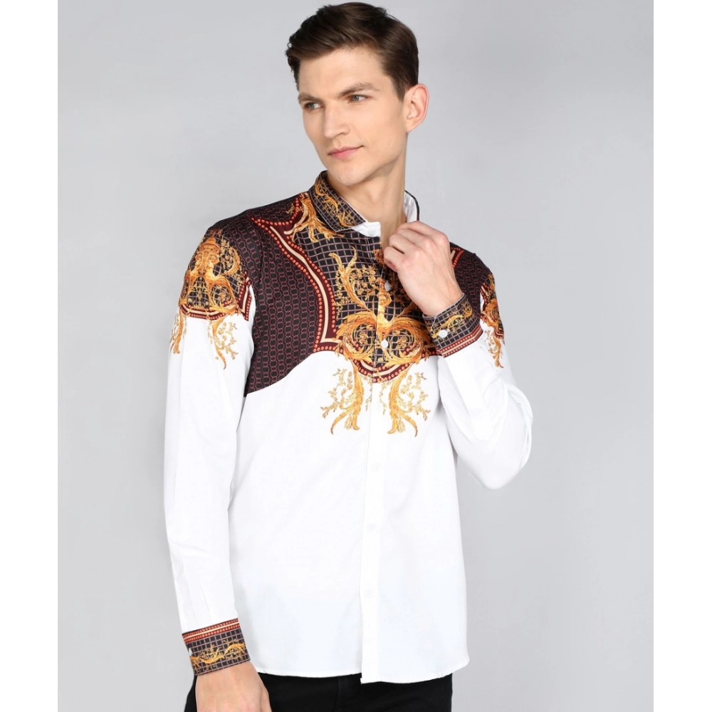 Men's Casual Viscose Rayon Embroidered Full Sleeve Collar Shirt (Multicolor)