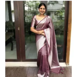 Women's Banarasi Silk Woven Saree With Unstitched Blouse 5.5Mtr (Maroon)