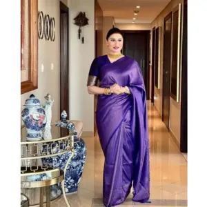 Women's Banarasi Silk Woven Saree With Unstitched Blouse 5.5Mtr (Blue)