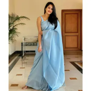 Women's Banarasi Silk Woven Saree With Unstitched Blouse 5.5Mtr (Teal)