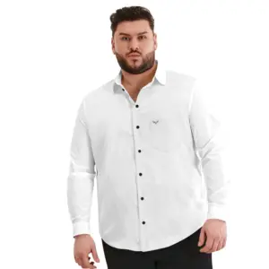 Mens Casual Cotton Solid Full Sleeve Shirt (White)