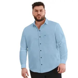 Mens Casual Cotton Solid Full Sleeve Shirt (Sky)