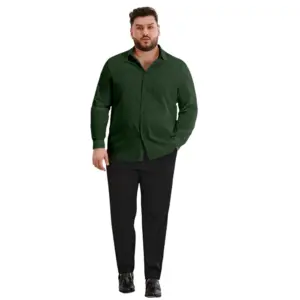 Mens Casual Cotton Solid Full Sleeve Shirt (Green)