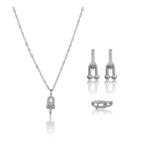 Women's Stainless Steel Unique Design Silverpolish Combo Jewelry (Silver Plated)