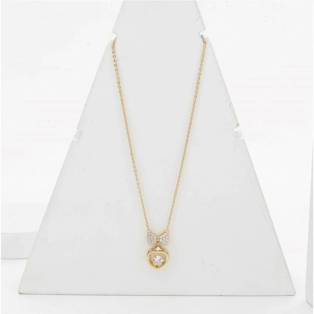 Women's Stainless Steel Heart Shape Golden Delicate Pendent Chain (Gold Plated)