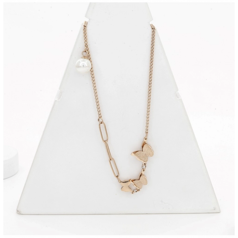 Women's Stainless Steel Butterfly Pendent Delicate Chain (Gold Plated)