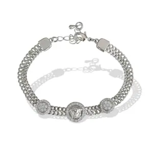 Stainless Steel Unisex Silver Freesize Loose Bracelet (Silver Plated)