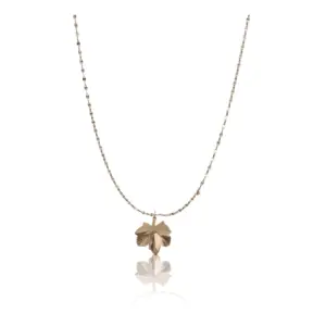 Women's Stainless Steel Leaf Pendent Delicate Chain (Gold Plated)