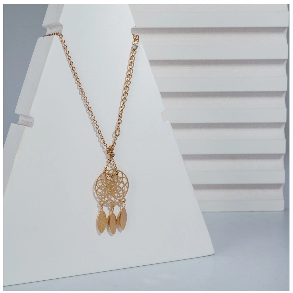 Women's Stainless Steel Dream Catcher Pendent Delicate Chain (Gold Plated) - Image 3