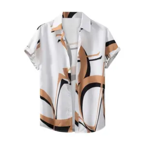 Men's Lycra Printed Half Sleeve Shirt and Shorts Set (White Gold)