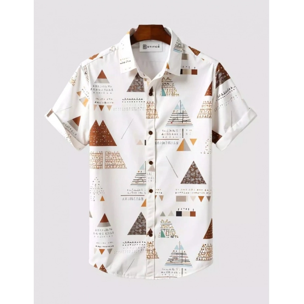 Men's Lycra Printed Half Sleeve Shirt and Shorts Set (White)