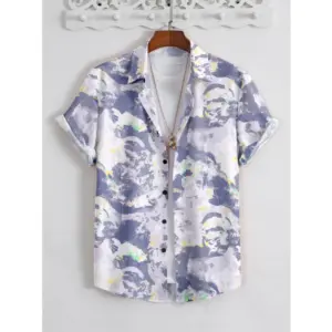 Men's Popcon Lycra Printed Half Sleeve Shirt (Purple)