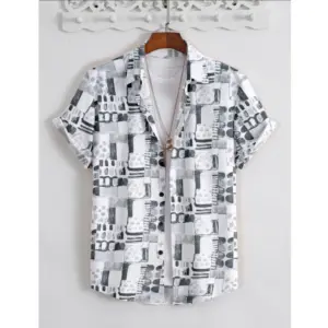 Men's Popcon Lycra Printed Half Sleeve Shirt (Black)