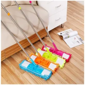 Aluminium rod and Microfiber duster Microfiber Wet and Dry Cleaning Flat Mop with Telescopic Long Handle (Multicolor)