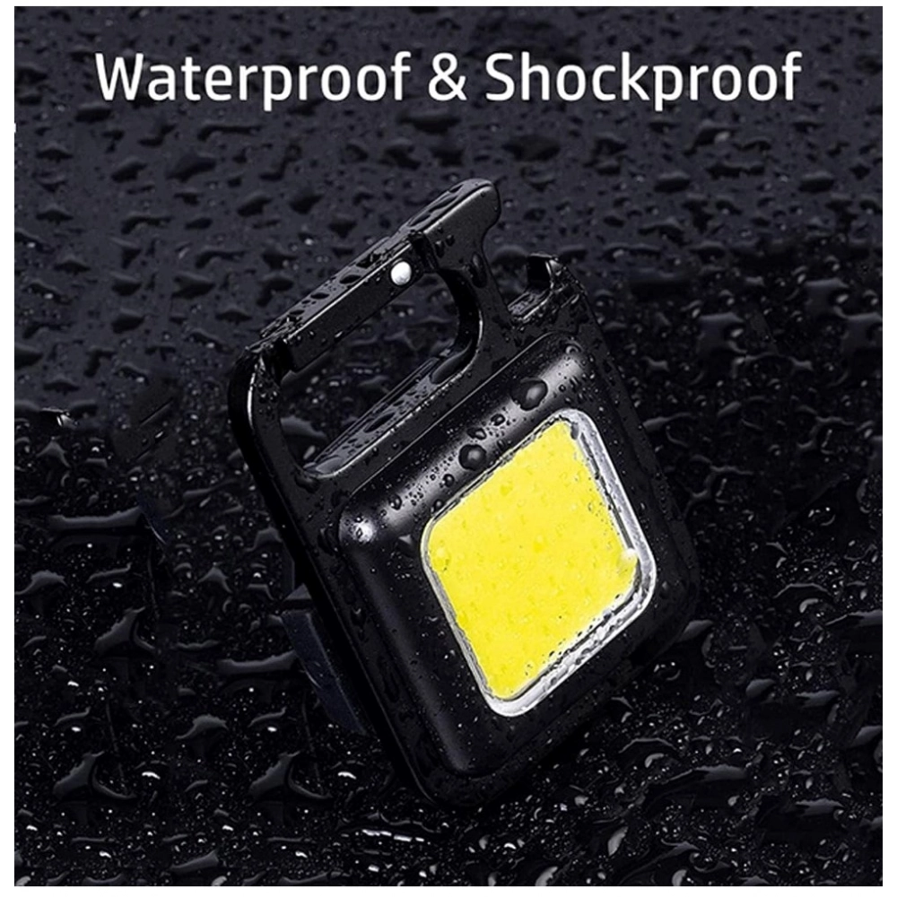 Metal COB Keychain Light,Rechargeable Led Small Flashlight 500 Lumens Brigh Pack of 1 (Black) - Image 2