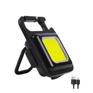 Metal COB Keychain Light,Rechargeable Led Small Flashlight 500 Lumens Brigh Pack of 1 (Black)