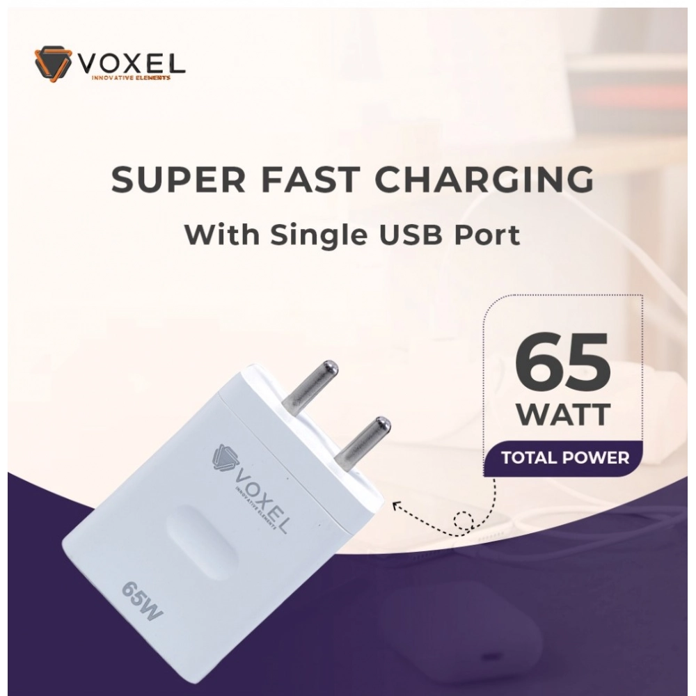 VOXEL 65 Watt Usb Fast Charger AB Plastic (White) - Image 3