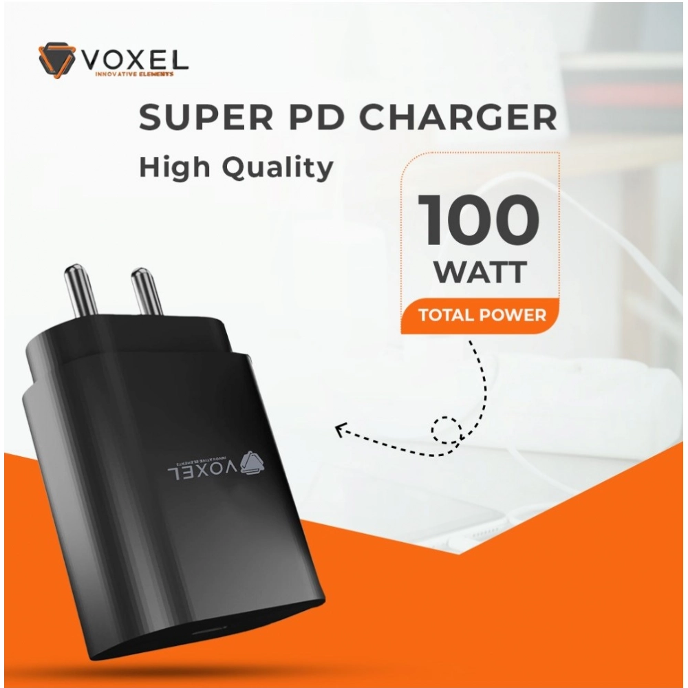 VOXEL 100 Watt ' C ' Port PD Fast Charger AB Plastic (Black) - Image 3