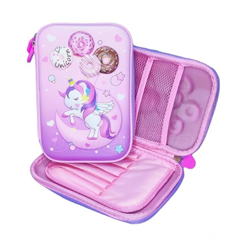 Plastic Unicorn Embossed Cover Pencil Pouch, Kids, Pencil Box (Multicolor ) - Image 3