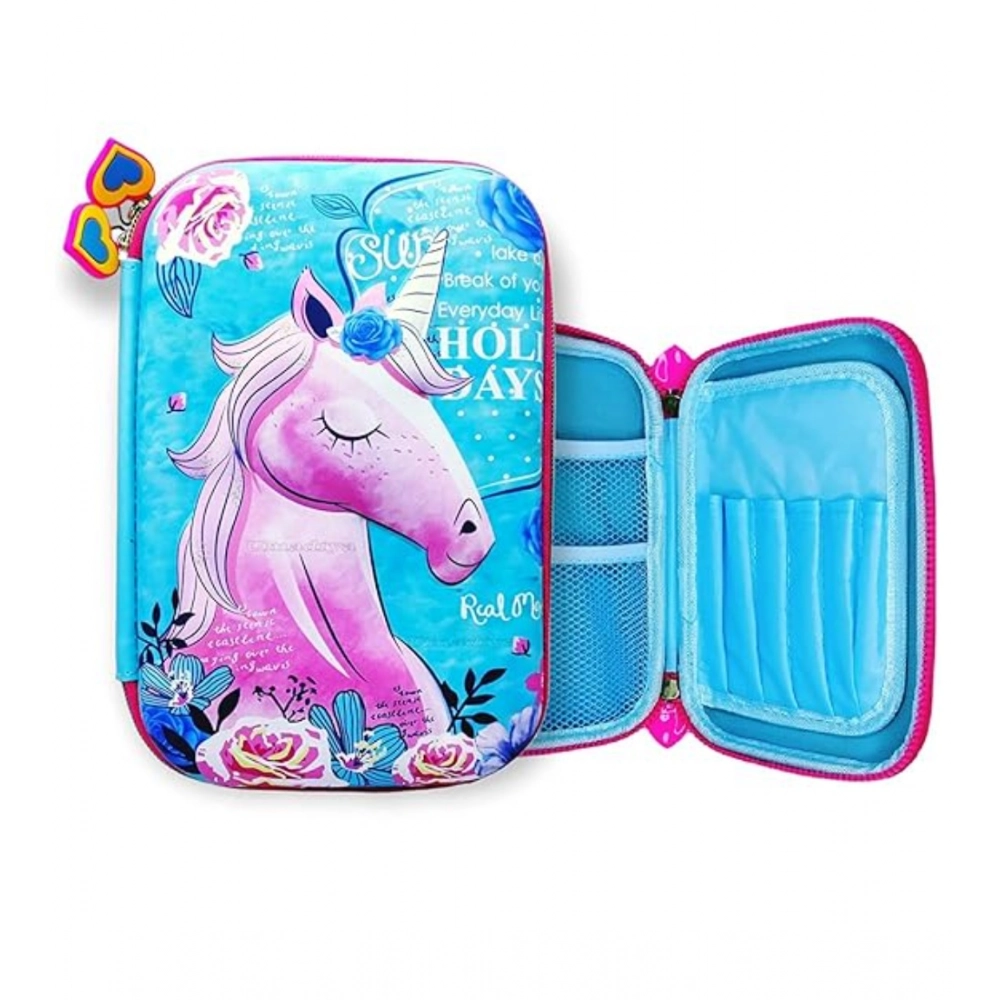 Plastic Unicorn Embossed Cover Pencil Pouch, Kids, Pencil Box (Multicolor ) - Image 2
