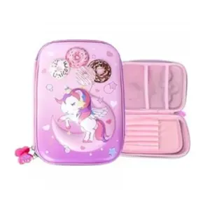 Plastic Unicorn Embossed Cover Pencil Pouch, Kids, Pencil Box (Multicolor )