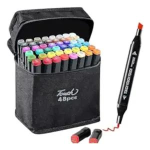 Plastic 48Pcs Colors Art Markers Sketch Pen Dual Tip Artist Art Marker (Multicolor )