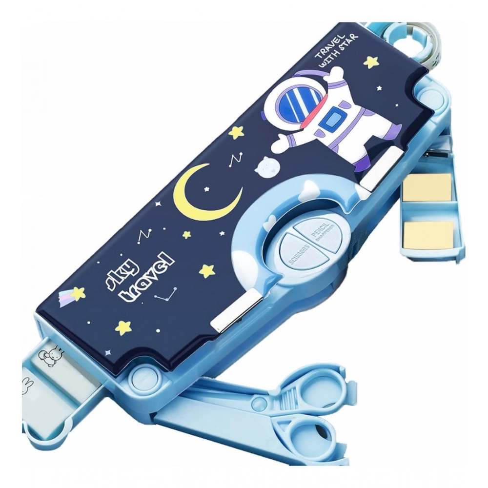 Plastic Magnetic Pencil Case With Sharpener Compass Box For Kids (Multicolor ) - Image 2