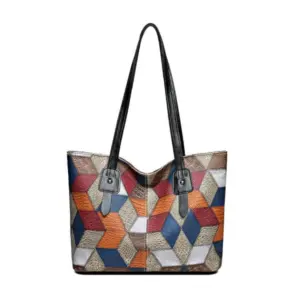 Women's PU Leather Zipper ToteBag (Multicolor)