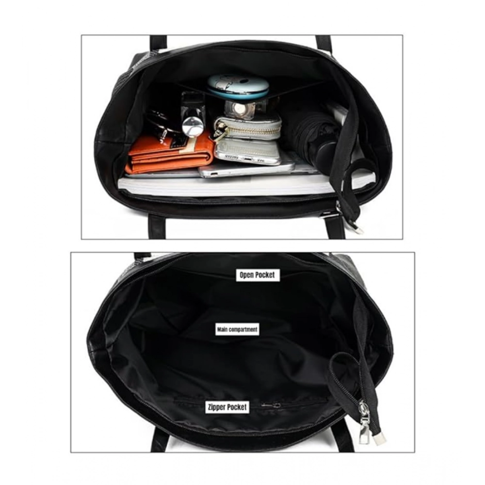 Women's Faux Leather Zipper ToteBag (Multicolor) - Image 3