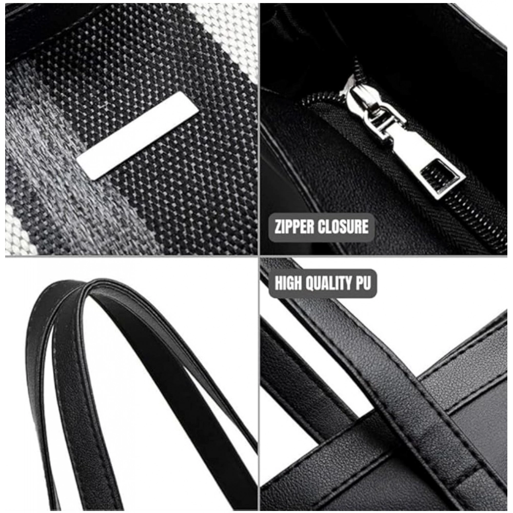 Women's Faux Leather Zipper ToteBag (Multicolor) - Image 2