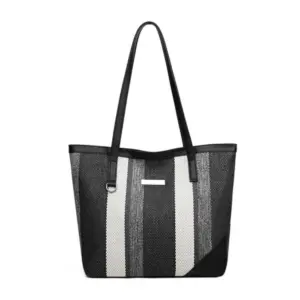 Women's Faux Leather Zipper ToteBag (Multicolor)