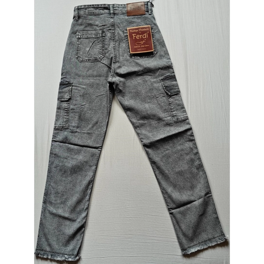 Women's Cotton Blended Solid Cargo Straight Fit (Grey) - Image 4