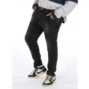 Men's Cotton Blended Solid Plus Size Jeans (Grey)