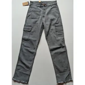 Women's Cotton Blended Solid Cargo Straight Fit (Grey)