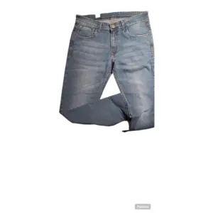 Men's Cotton Blended Solid Tapered Jeans (Blue)