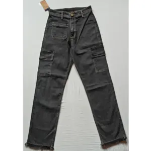 Women's Cotton Blended Solid Cargo Straight Fit (Grey)